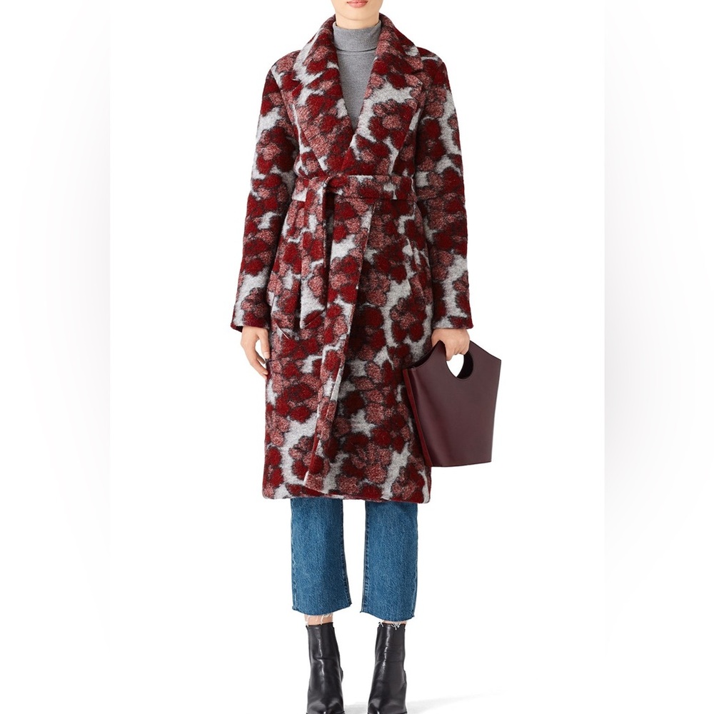 Hutch Burgundy and Gray floral Patterned Coat
